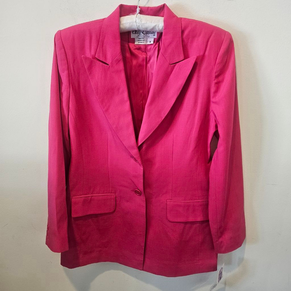 Women's Oleg Cassini NWT Vibrant Pink Blazer Jacket Size 8 - Picture 5 of 10